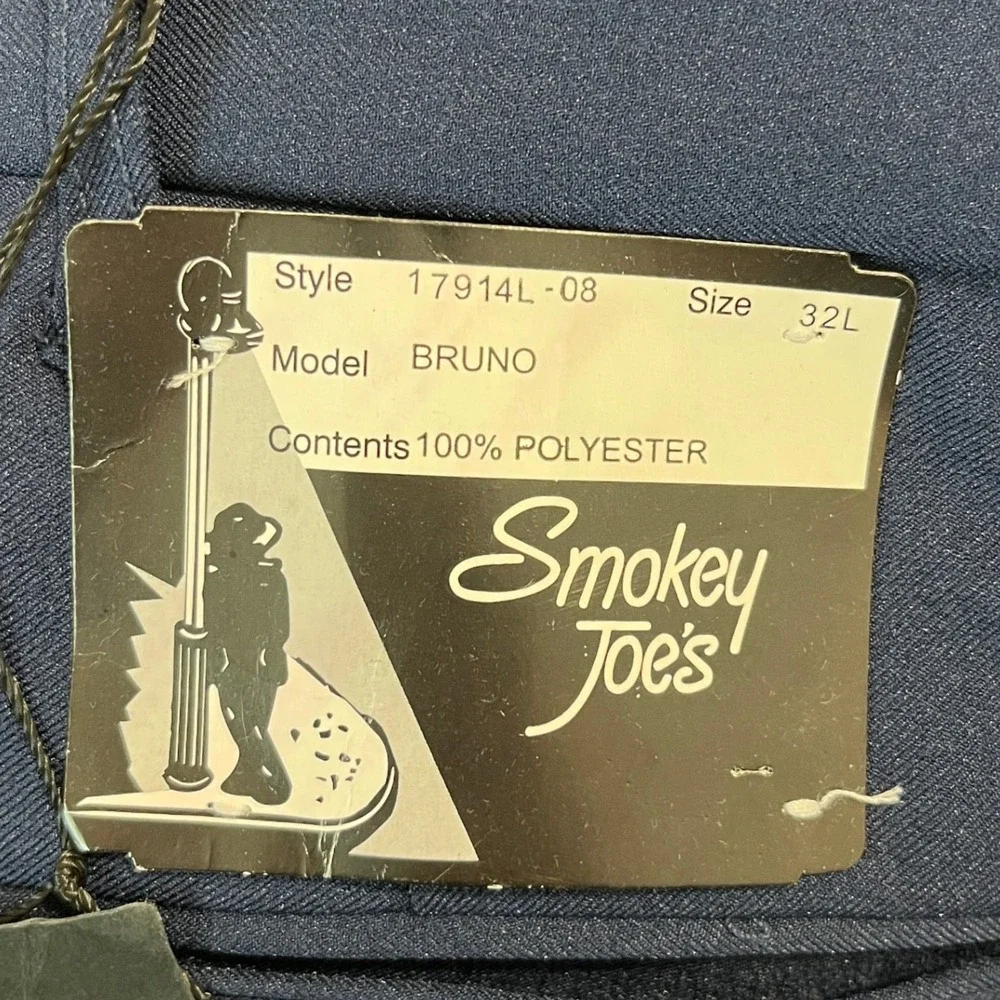 Vintage 90s Smokey Joes Bruno Pleated Trousers Mens 32L Navy Double Pleat Formal